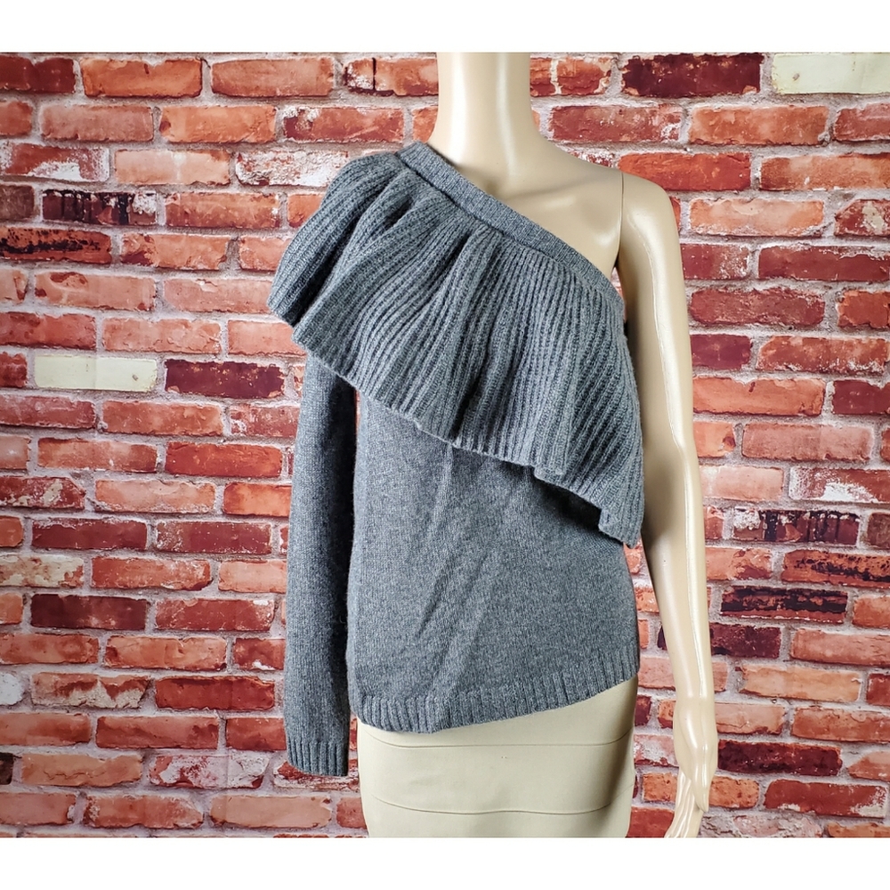 Aqua 100% Cashmere One Shoulder Sweater XS NWT - Picture 2 of 4